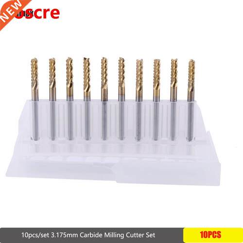 10pcs/set 3.175mm Carbide Milling Cutter Set 1/8
