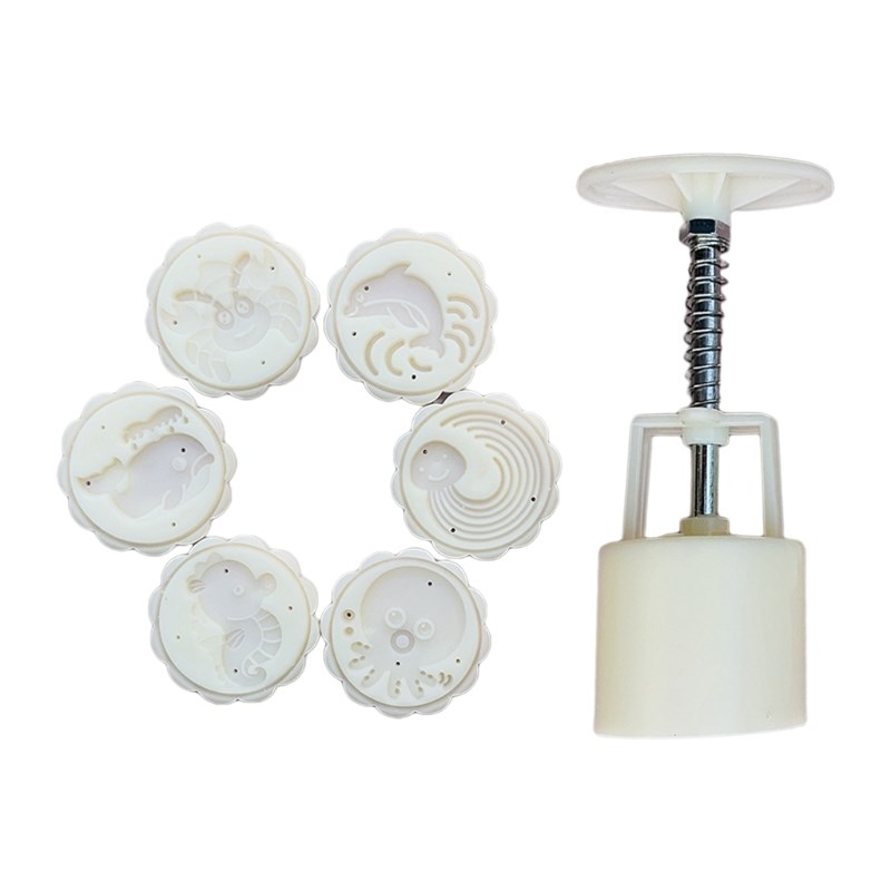 Plastic Mooncake Mold 50g Cookie Cutter 6 Whale Octopus Stam