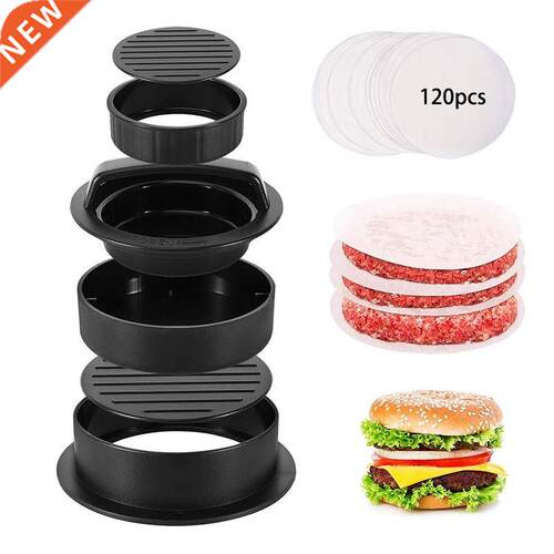 3 in 1 Burger Press Patty Stuffed Burger Maker with 120Pcs B