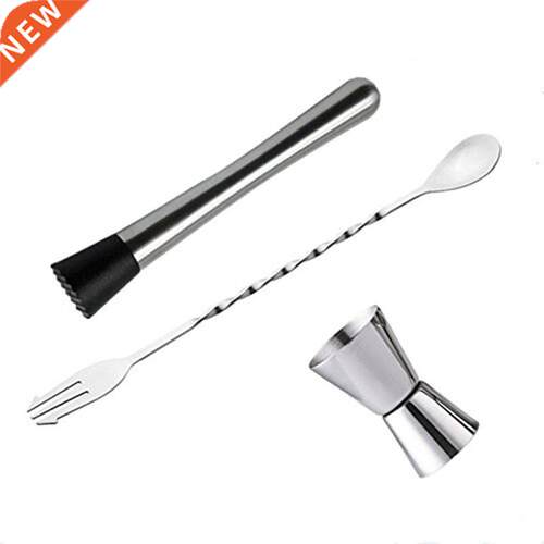 Stainless Steel Cocktail Muddler, Mixing Spoon, Jigger Set,