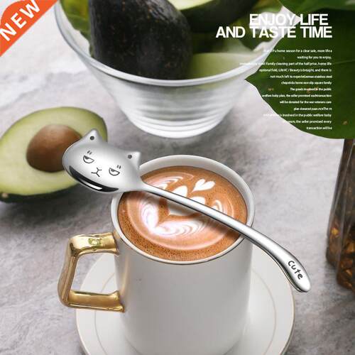 Lovely Cat Spoon Coffee Teaspoon Stainless Steel Tableware C