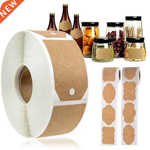 300pcs/roll Brown Label Stickers Reusable Waterproof Sticker