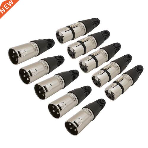 10Pcs 3 Pin XLR Audio Plug Male and Female Jack Microphone M