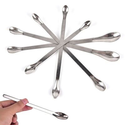 Lab Stainless Steel Horn Round Medicinal Spoon Ladle Spatula