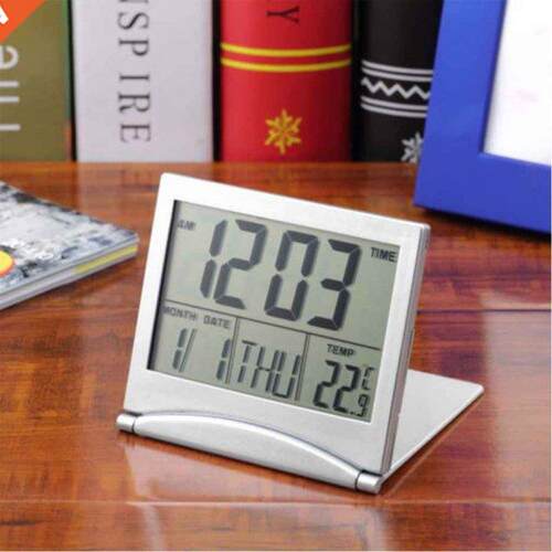 2pcs Folding Alarm Clock LCD Digital Weather Station Desk Te