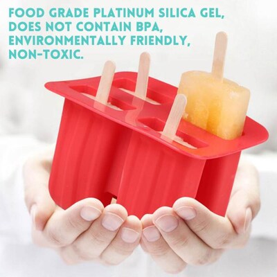 4 Grid Ice Lolly Silicone Push Up Popsicle Yogurt Mold Maker