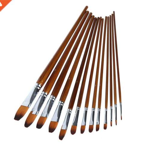 13Pcs Artist Paint Brush Set Nylon Hair Watercolor Oil Paint