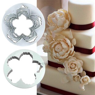 4Pcs/Set Peony Flower Petal Shape Cutter Fondant Cake Sugar