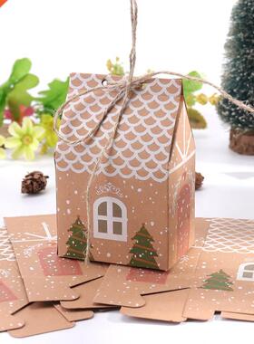 10PCS Kraft Paper House Shape With Ropes Candy Gift Bags Coo
