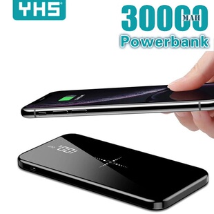 Wireless 30000mAh Power Bank Dual USB Mirror Screen Wirele