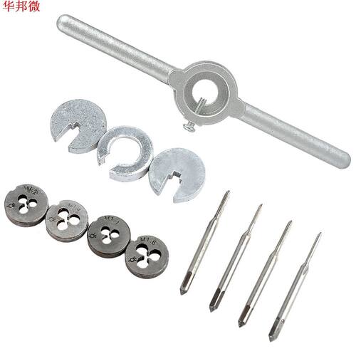 12pcs Mini HSS Metric Taps Dies Wrench Handle Kit M1-M1.6 Sc