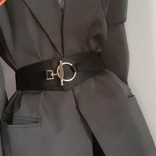 Women Fashion Elasticity Waist Strap Punk Retro Buckle Black