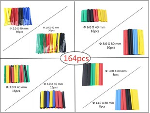 164pcs Set Polyolefin Shrinking Assorted Heat Shrink Tube Wi
