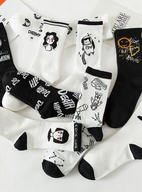 2020 New Autumn Black and White Sports Women Socks Cotton Cu