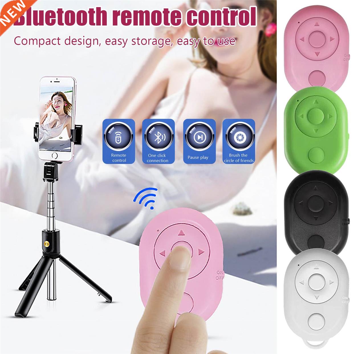 Bluetooth Remote Control Button Wireless Controller Self-Tim