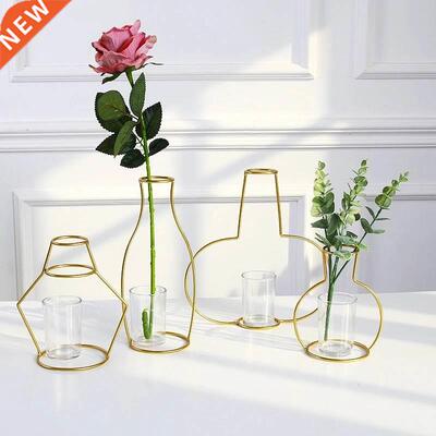 Gold Retro Iron Line Table Flowers Vases Nordic Decoration H