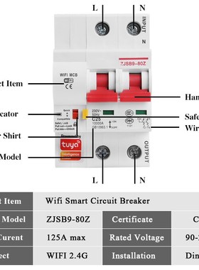 2P WiFi Intelligent Circuit Breaker Air Switch Automatic Swi