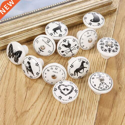White Print Ceramic Door Knobs And Handles Furniture Drawer