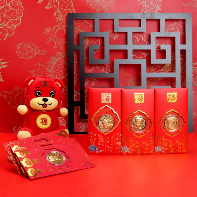 6Pcs Red Envelopes 6Pcs Commemorative Coins