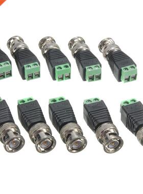 10Pcs BNC Cable Green Male Coax CAT5 To Coaxial BNC Connecto