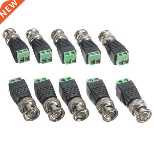 10Pcs BNC Cable Green Male Coax CAT5 To Coaxial BNC Connecto