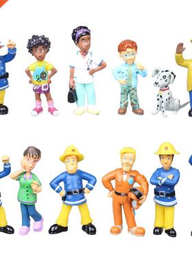 12Pcs/set Fireman Sam Cartoon Anime Fire Fighting Figure Mod