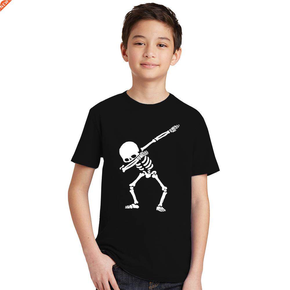 kids unisex t-shirt dabbing skull Skeleton teen boys girls s