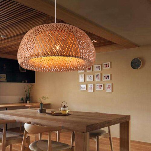 Bamboo Weaving Chandelier Modern Hand Knitted Droplight For