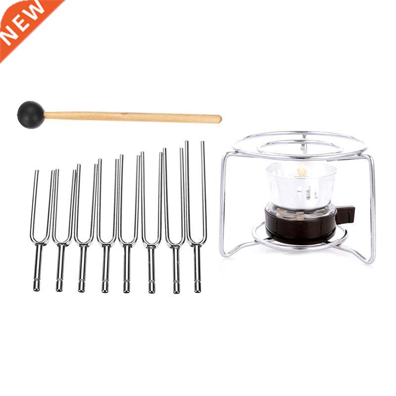 10 Pcs Accessories: 8Pcs 256-512HZ Steel Tuning Fork Set Hea