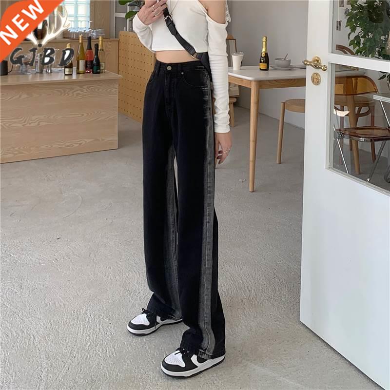 Black Women's Jeans High Waist Chic Design Fashion Setwe图片