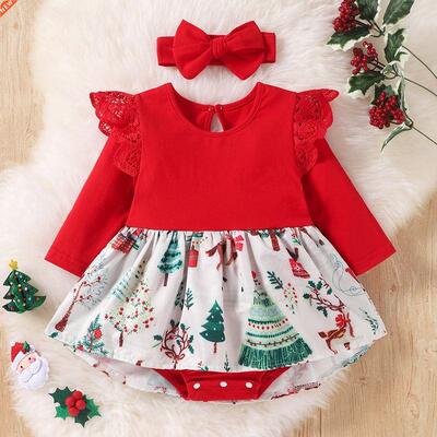 New Year Red Romper Outfits Toddler Baby Girl Christmas Romp