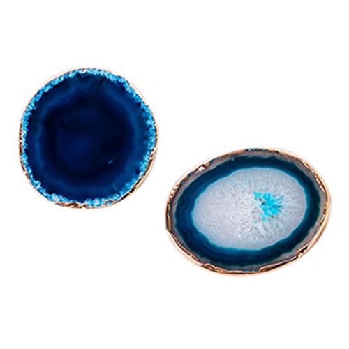 2Pcs Agate Slice Blue Agate Coaster Teacup Tray Decorative