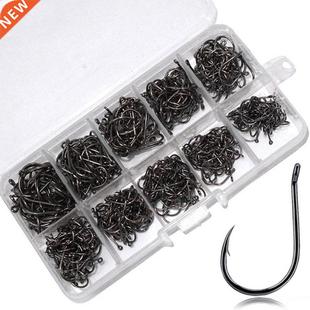 100pcs Fishing Hooks Set Carbon Steel Single Circle Fishhook