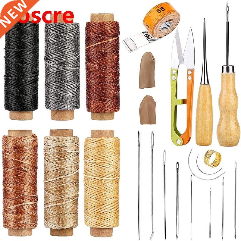 Leather Sewing Kit With Large-Eye Stitching Needles, Waxed