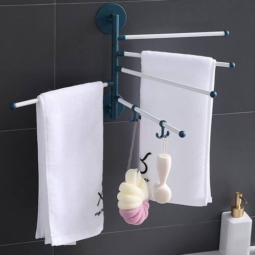 Punch-Free Towel Rack Multi-bar Wall Mounted Rotating Towel