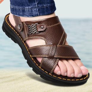 MAYCAUR 2022 NEW PU Leather Beach Sandals Man Shoes Summer C