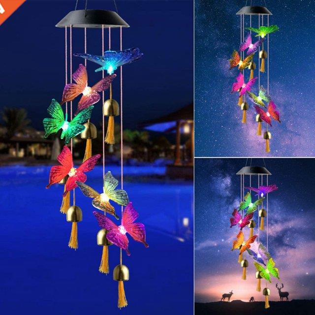 LED Solar Wind Chime Crystal Hummingbird Butterfly Wind Chim