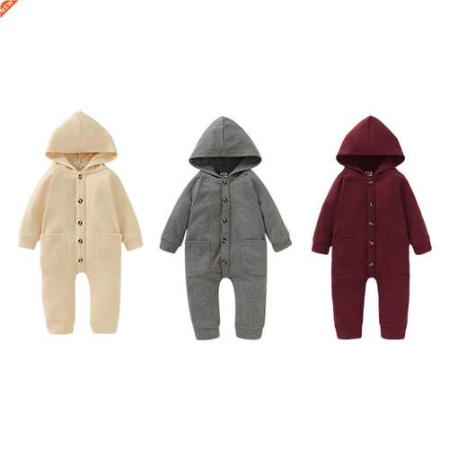 New Infant Baby Boy Girl Kid Pocket Hooded Romper Autumn 100