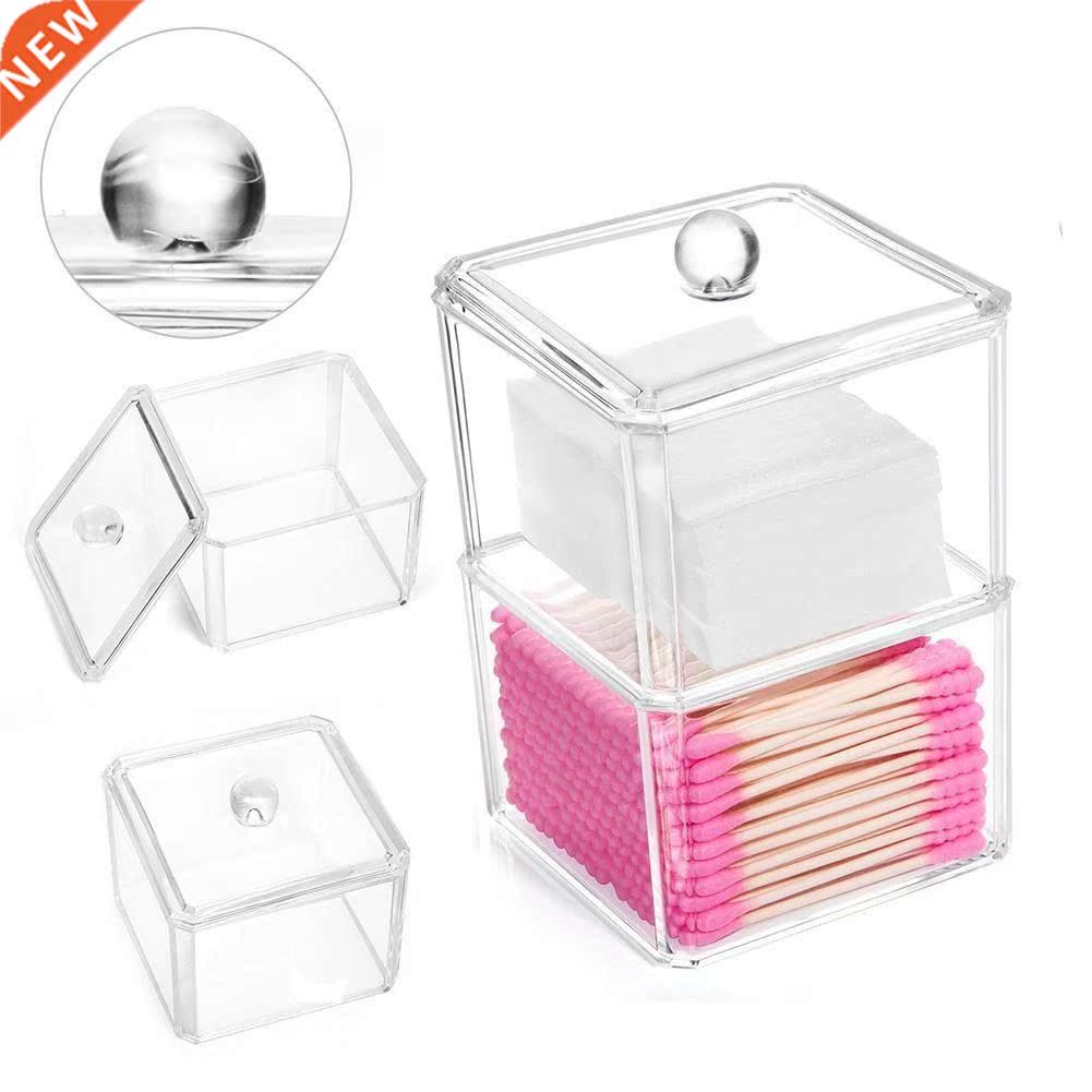 Clear Two Layer Makeup Cotton Pad Holder Organier Swab Stor