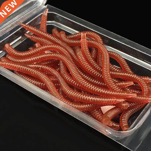 20Pcs Simulation Earthworm Red Fishing Worms Artificial Fish