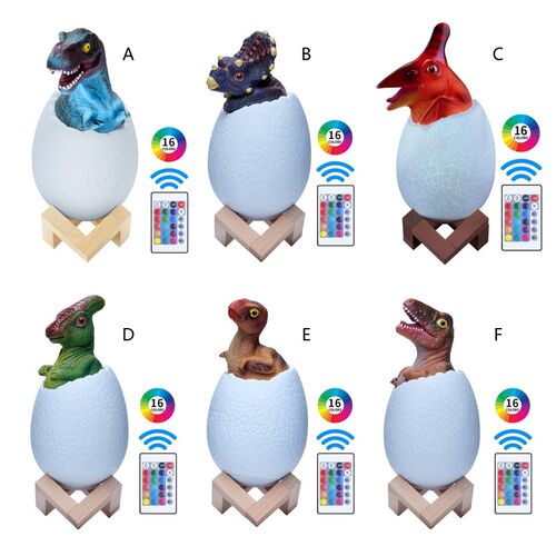 Dinosaur Night Light, Dinosaur Lamp with 16 Colors, Remote C