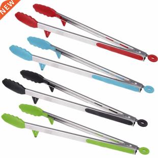 Silicone Insulted Food BBQ Grilling Tong Sld Bred Servin