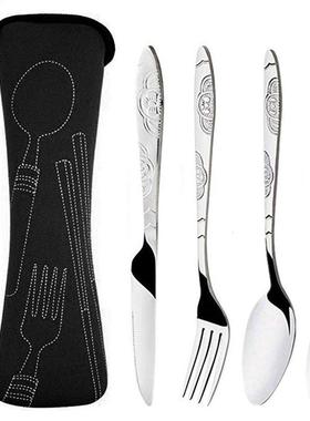 4Pcs/set Steel Knife Fork Spoon Cutlery Set Family Travel Cu