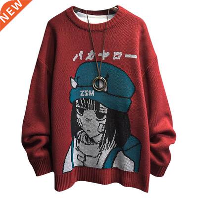 Couple Cartoon Print Sweater Japanese Knitting Pullovers Rou