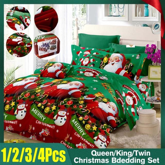 Christmas Santa Claus Bedding Set Duvet Quilt Cover Set Quee