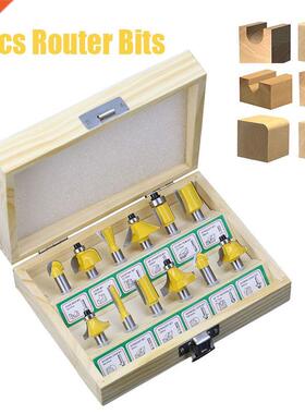 12pcs 8mm Router Bit Set Trimming Straight Milling Cutter Wo
