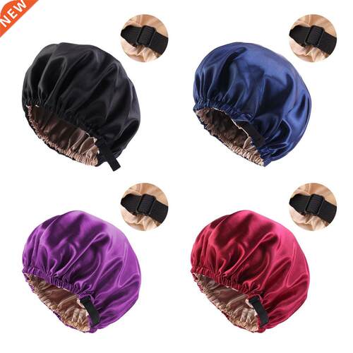 New Slky Satn Bonnet Har Cap Double Layer Sleep Nght Cap