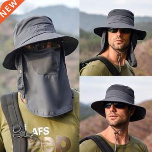 Summer Quick-drying Boonie Men Women Hat Outdoor Face Mask W