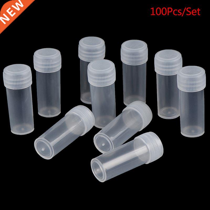 New 100pcs 5ml Plastic Test Tubes Vials Sample Container Pow