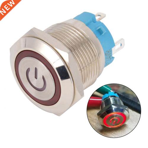 2Pcs Push Button Switch 4-Pin 19mm Round Flat Head Stainless
